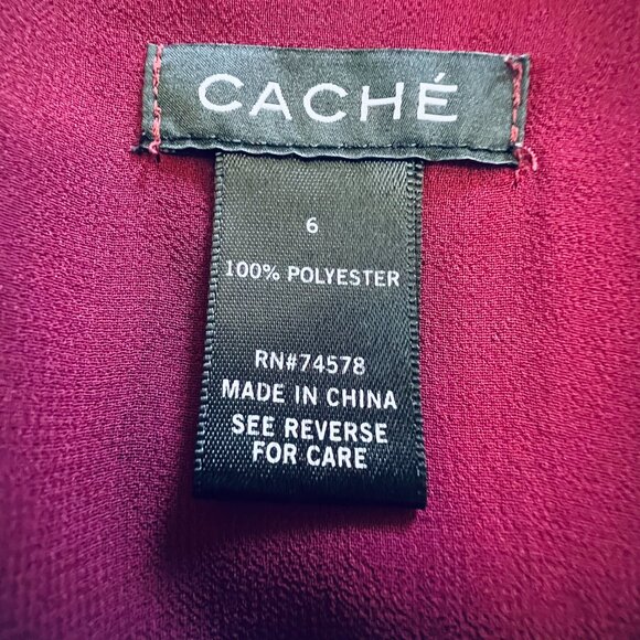 Cache Burgundy Drape Neck Polyester Top - Picture 5 of 5